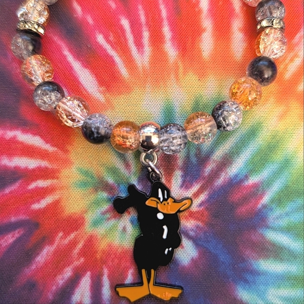 Handmade Beaded Glass Daffy Duck Bracelet